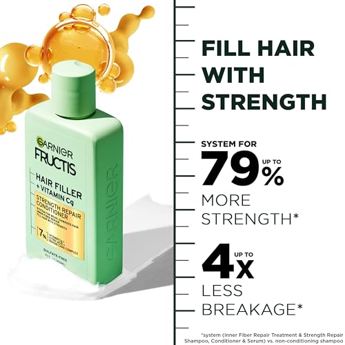 Garnier Fructis Hair Filler Strength Repair Conditioner with Vitamin Cg, Sulfate Free Conditioner for Weak, Damaged Hair, 10.1 Fl Oz, 1 Count