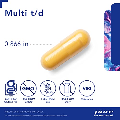 Pure Encapsulations Multi T/D - Multivitamin & Mineral Supplement - for Daily Wellness, Cardiovascular & Immune Health* - Rich in Vitamins & Minerals - Gluten Free & Vegetarian - 120 Capsules
