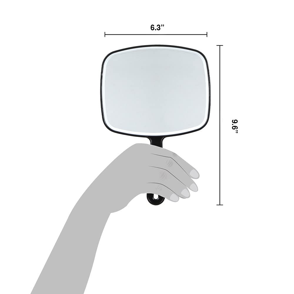 ForPro Premium Hand Mirror, Multi-Purpose Handheld Mirror with Distortion-Free Reflection, Medium, Black, 6.3ââ‚¬Â W x 9.6ââ‚¬Â L