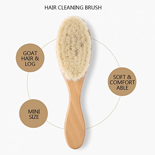 Wooden Hair Cleaning Brush,Hair Brush Soft Goat Hair Oil Head Brush Hairbrush,Hair Styling Carving Cleaning Brush for Men Women