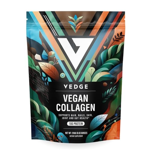 vedge Vegan Collagen Powder - Plant-Based Collagen Supplements for Hair, Skin, Nails, Joint & Gut Health - 0.47oz Collagen Peptides & 0.35oz Protein/Serving - 8.8oz Pack