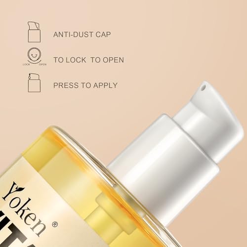 Yoken Vitamin E Oil 8 Fl Oz Organic Vitamin E oil for Skin 70,000 IU Vitamine oils for Scars Hair,Face,Nail,Scalp Perfect Bath and Body Oil Cold Pressed Hexane Free Non-GMO Gluten Free Formula