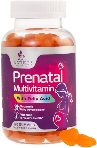 Prenatal Gummy with Folic Acid, Prenatal Vitamins and Minerals for Fetal Support, Vitamin A, C, D3, B12, B6 & Folate, Prenatal Multivitamin for Pregnant & Nursing Women - 120 Gummies, 60 Day Supply