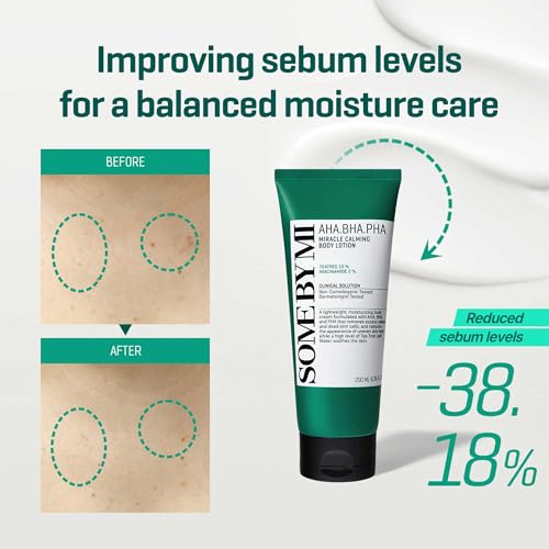 SOME BY MI AHA BHA PHA Miracle Calming Body Lotion – 6.76oz, 200ml – Korean Exfoliating Salicylic Acid Body Moisturizer for Dry Skin – Daily Hydration & Soothing Care with Centella – Korean Skin Care