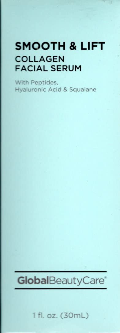 Global Beauty Care Smooth & Lift Collagen Facial Serum with Peptides, Hyaluronic Acid & Squalane 1fl oz 30ml