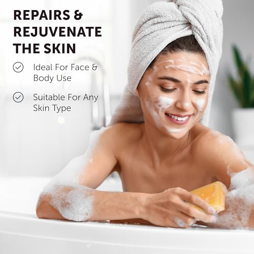 VALITIC Kojic Acid Dark Spot Remover Soap with Turmeric, Vitamin C, Retinol - Original Japanese Complex -Hyaluronic Acid, Vitamin E, Shea Butter, Castile Olive Oil - 3 Pack Bundle with African Net