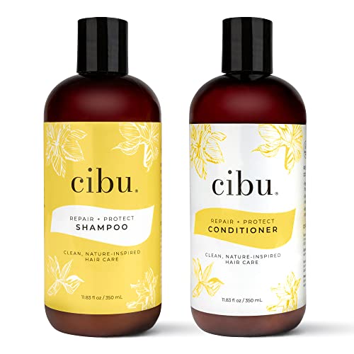 cibu Repair + Protect Shampoo and Conditioner Bundle 90002 Restores Damaged Hair - Protects From Breakage - Safe for Color-Treated Hair 11.83oz 2 Pack