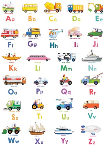 DECOWALL DS8-2005N Transport Alphabet Kids Wall Stickers Wall Decals Peel and Stick Removable Wall Stickers for Kids Nursery Bedroom Living Room