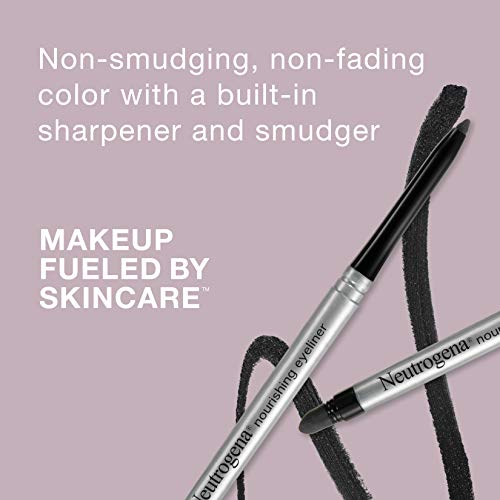 Neutrogena Nourishing Eyeliner Pencil, Built-in Sharpener for Precise Application and Smudger for Soft Smokey Look, Luminous, Nonfading and Nonsmudging Cosmic Black 10, .01 oz