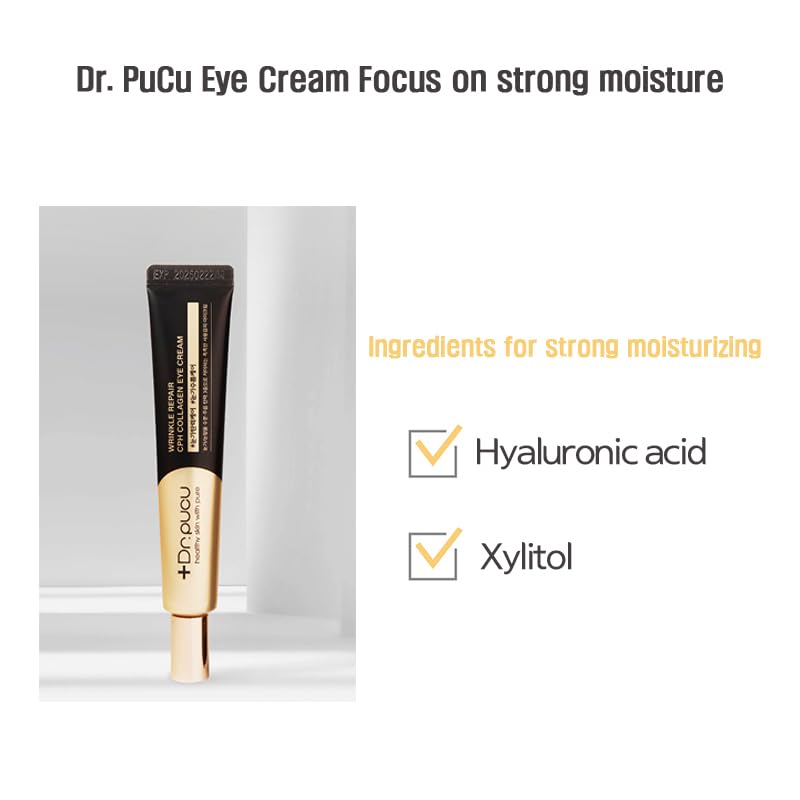 Dr.pucu Wrinkle Repair Collagen EYE CREAM, Korean eye cream, under-eye night cream for anti aging, moisturising, no greasy or too light texture, mild powdery scent, 1.01 fl. Oz