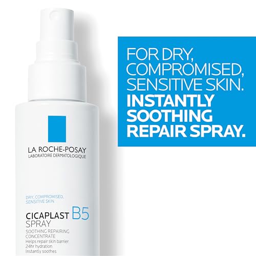 La Roche-Posay Cicaplast B5 Spray With Vitamin B5 Panthenol & Madecassoside, Hydrating Face Mist For Skin Barrier Repair, Soothing Touch-Free Face & Body Spray, Sensitive Skin & Dermatologist Tested