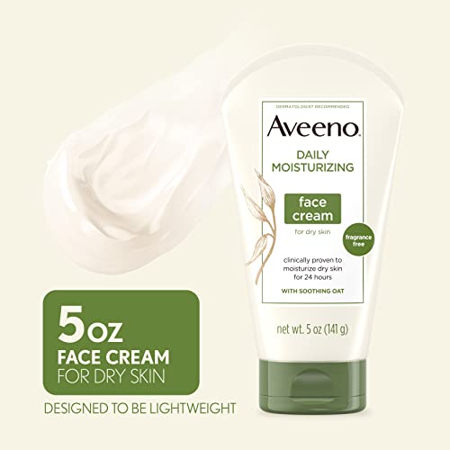 Aveeno Daily Moisturizing Fragrance-Free Face & Neck Cream, Oat Facial Moisturizer for Dry Skin, 5 oz, & Aveeno Daily Moisturizing Body Lotion with Soothing Oat, 2.5 oz (2 Item, Product Bundle)