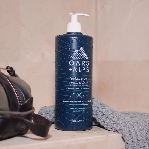 Oars + Alps Men's Sulfate Free Conditioner, Infused with Kelp and Algae Extracts, Fresh Ocean Splash, 32 Fl Oz