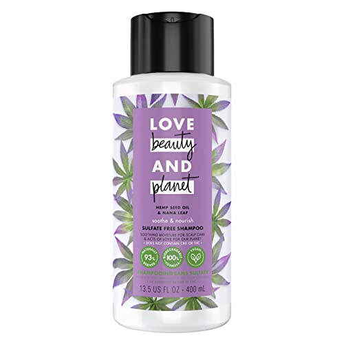 Love Beauty and Planet 100% Biodegradable Shampoo Soothe & Nourish Dry Scalp Hemp Seed Oil & Nana Leaf Sulfate-free, Silicone-free, Cruelty-free, Vegan Shampoo 13.5 oz