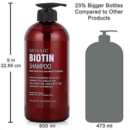Biotin Shampoo and Conditioner Set for Hair Growth, Thinning Hair Treatment, Hair Thickening Products for Women & Men, Paraben & Sulfate Free, 20.2 FL Oz Each
