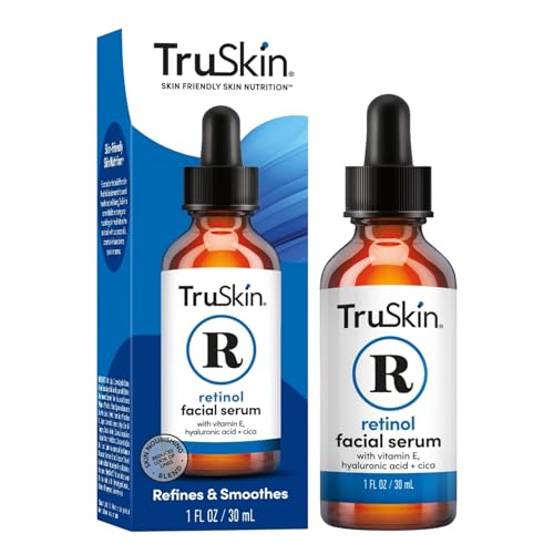 TruSkin Retinol Serum for Face – Gentle Anti-Aging Serum with Retinol, Hyaluronic Acid, and Vitamin E for a More Youthful Feel – Skin Care Made to Improve Look of Fine Lines, Wrinkles, 1 fl oz