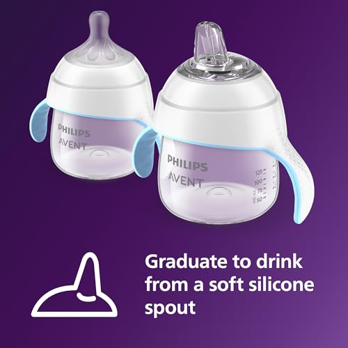 Philips Avent Natural Trainer Cup with Extra Fast Flow Natural Response Nipple (Flow 5) and Soft Spout, 5oz, SCF263/01