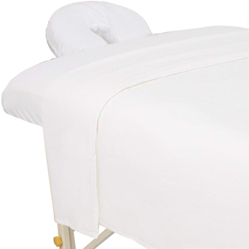 ForPro Premium Flannel 3-Piece Massage Sheet Set, White, for Massage Tables, Includes Massage Flat Sheet, Massage Fitted Sheet, and Massage Fitted Face Rest Cover