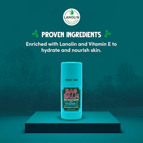 Bag Balm Original Skin Moisturizer Stick with Vitamin E - Hydrating & Soothing Balm for Dry Skin, Chapped Lips & Cracked Hands - Made in the USA - Paraben-Free & Cruelty-Free Twist-Up Skin Care 1oz