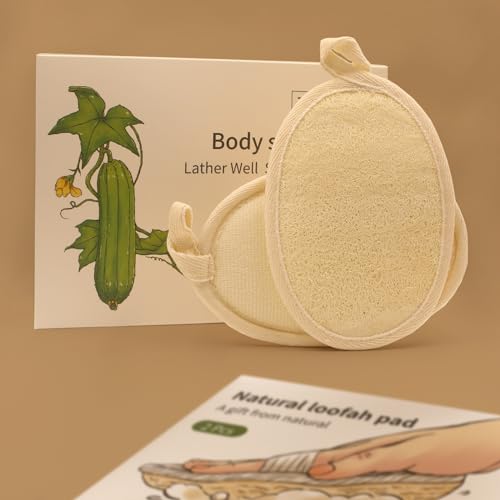 Natural Loofah Exfoliating Body Scrubber Luffa Sponge Pads Lather Well Soft Exfoliator Premium Bath Loofahs 2Pack