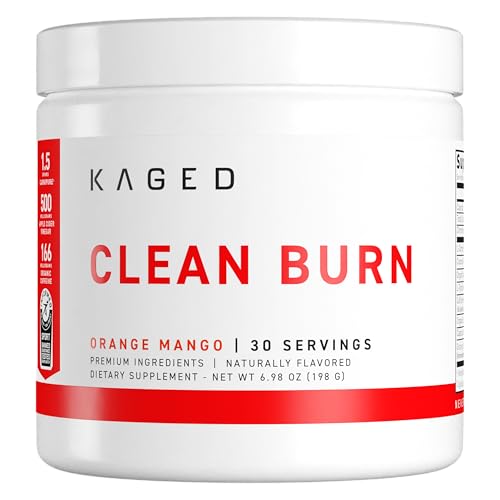 Kaged Thermogenic Powder | Clean Burn | Orange Mango | Men & Women | Weight Management Supplement | Organic Caffeine | Apple Cider Vinegar | 30 Servings