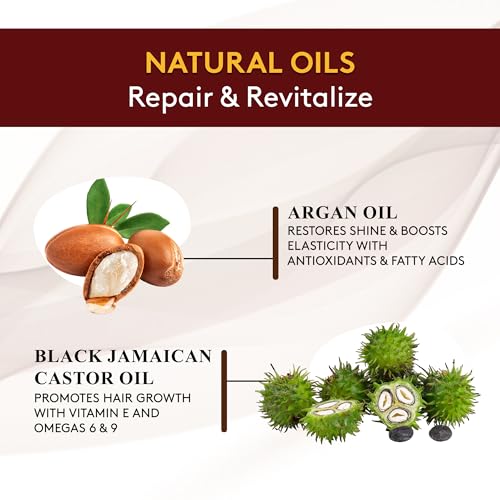 OKAY Pure Naturals Black Jamaican Castor Oil with Argan Oil - Castor for Hair Health, Moisture for Skin, Face, Scalp, Eyelashes, Eyebrows, for Men & Women - 4 Fl Oz Glass Bottle (1 Pack)