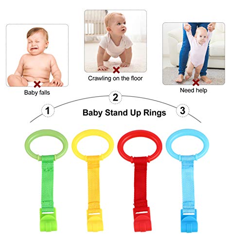 TOYANDONA 4Pcs Plastic Baby Pull Rings Hanging Walking Assistant Baby Stand Up Rings for Toddler Practice Tool