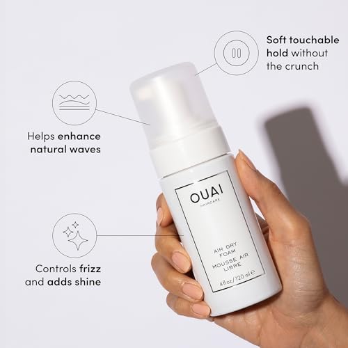 OUAI Air Dry Foam - Hair Mousse for Curly Hair & Beach Waves - Conditioning & Detangling With Kale and Carrot Extract - Paraben, Phthalate and Sulfate Free Curly Hair Products (4 Oz)