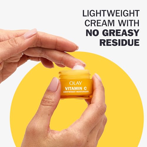 Olay Vitamin C Face Moisturizer, Brightening Cream for Women, Trial Size, Evens Tone, Dark Spot & Hyperpigmentation Reduction, Glowing Skin Care - Niaciniamide, Lactic Acid, 0.5 Oz