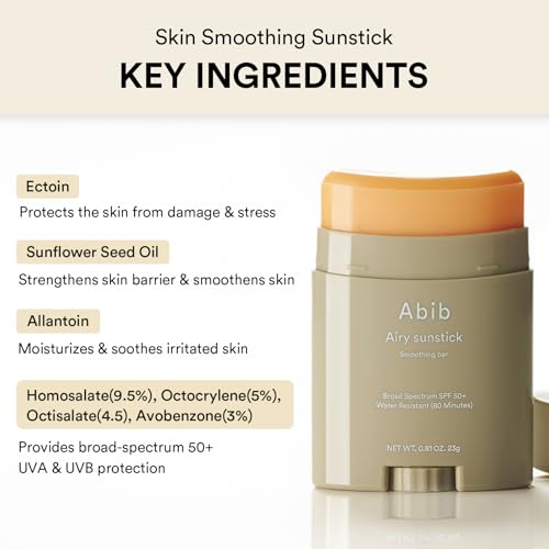 Abib Airy Sunstick Protection Bar Broad Spectrum SPF50+ 0.81 oz / 23 g (Semi- matte) | Korean Suncreen Stick Suncare Sunblock, No Whitecast, Protector Solar Barra, Water resistant