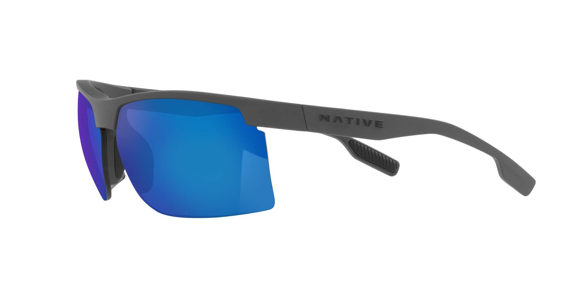 Native Eyewear Ridge-Runner Sunglasses, Matte Granite/Polarized Blue Reflex, 68 mm