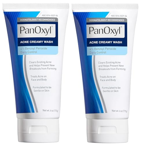 PanOxyl Antimicrobial Hydrating Acne Creamy Wash, 4% Benzoyl Peroxide, 6 Ounce (Pack of 2)