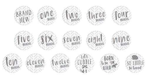 Pearhead Herringbone Baby Memory Book with Included Baby Belly Stickers, Modern Baby Keepsake Journal With Monthly Milestone Stickers, 5 Year Baby Book, Gender-Neutral Gift For New And Expecting Moms