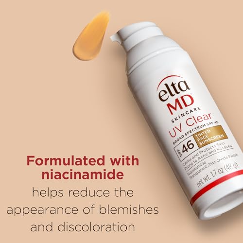EltaMD UV Clear Tinted Face Sunscreen SPF 46, Oil- Free Tinted Sunscreen with Zinc Oxide, Dermatologist Recommended Sunscreen, 1.7 oz Pump