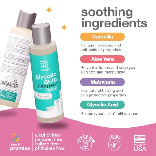 10% Glycolic Acid Face Wash - Exfoliating, Non Drying & Foaming AHA Cleanser - Anti-Aging, Skin Tone & Texture, Wrinkles, Pores, Blackheads - Sulfate Free, Oil Free, & Low PH - 6 oz.