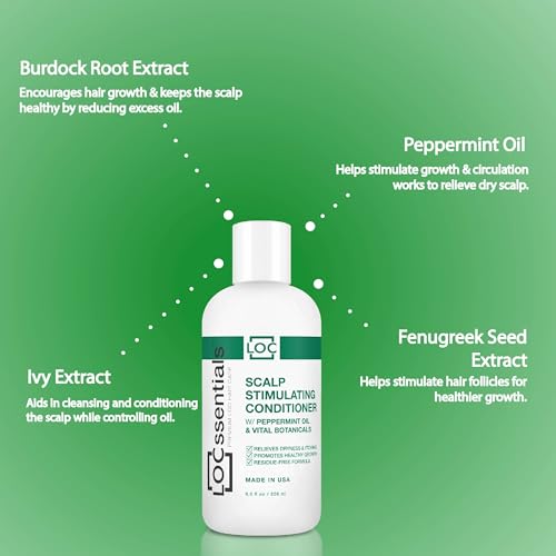 LOCssentials Scalp Stimulating Conditioner for Dreadlocks - Professional Dreadlock Conditioner for Locs, Interlocks, Sisterlocks, Microlocs, Twists - with Peppermint Oil & Botanicals - Silicone-Free