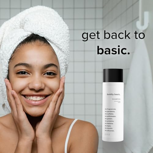 Boldly Basic Fragrance Free Shampoo - Gentle on Sensitive Skin and Hair - Unscented - Dermatologist Tested - No Sulfates, Parabens or Gluten - Non Comedogenic and Hypoallergenic