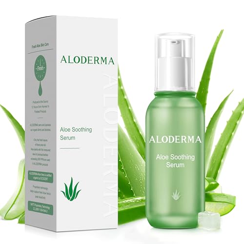 Aloderma Soothing Face Serum with 65% Organic Aloe Vera - Freshly Harvested Aloe for Sensitive Skin with Beta-Glucan & Arginine - Calming, Nourishing & Revitalizing Facial Serum for Clean Skin, 1.7oz