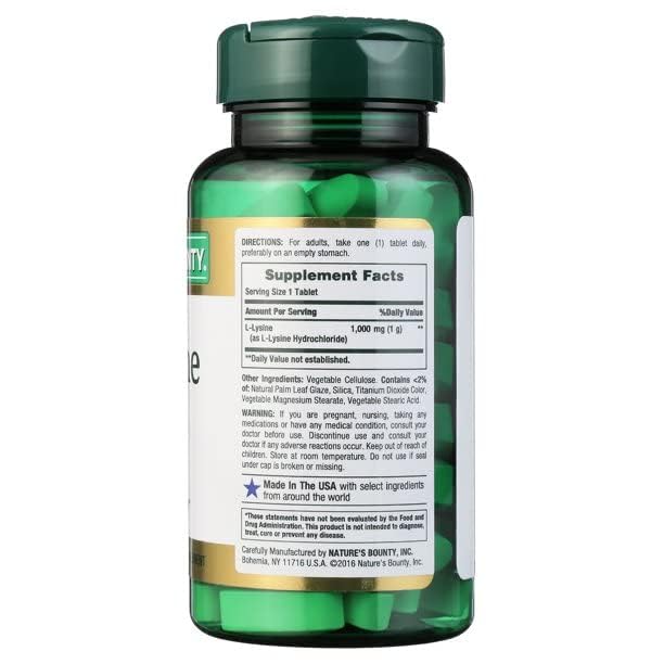 Nature's Bounty L-Lysine 1000 Mg Tablets 60 Ea (Pack of 4)