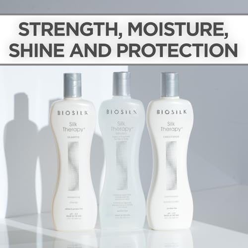 BioSilk 3-Piece Silk Therapy Shampoo, Conditioner & Serum Kit, Haircare For Incredible Shine, Sulfate, Paraben, & Cruelty-Free, 12 Oz (3 Products)