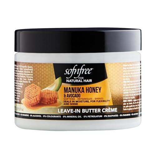 Sofn’free Leave-In Conditioner with Manuka Honey & Avocado Natural Hair Butter and Hair Moisturizer for Coily & Curly Hair - 11 Fl Oz (Pack of 1)