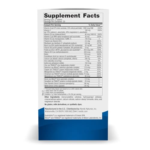 Nordic Naturals Men’s Multivitamin Extra Strength - Bone, Energy, & Blood-Vessel Support - Immunity Supplement - 20 Essential Nutrients - 60 Tablets - 30 Servings