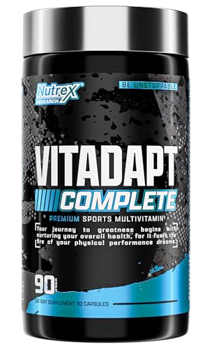 Nutrex Research Vitadapt Complete Sports Multivitamin for Men - 24 Vitamins, KSM-66 Ashwagandha and Minerals for Athletes - Mens Multivitamin (90 Capsules)