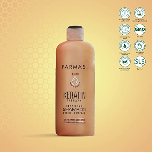 FARMASi Keratin Hair Shampoo and Mask, Smoothing, Silky Repairing Shampoo and Conditioner Hair Mask for Dry Hair 360 ml / 12.2 fl.oz