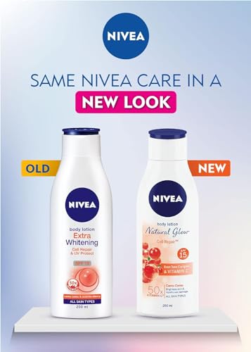 Nivea Body Lotion Natural Glow | Cell Repair Even Tone Complex & Vitamin C SPF 15 | 400ml (13.52 Fl OZ)