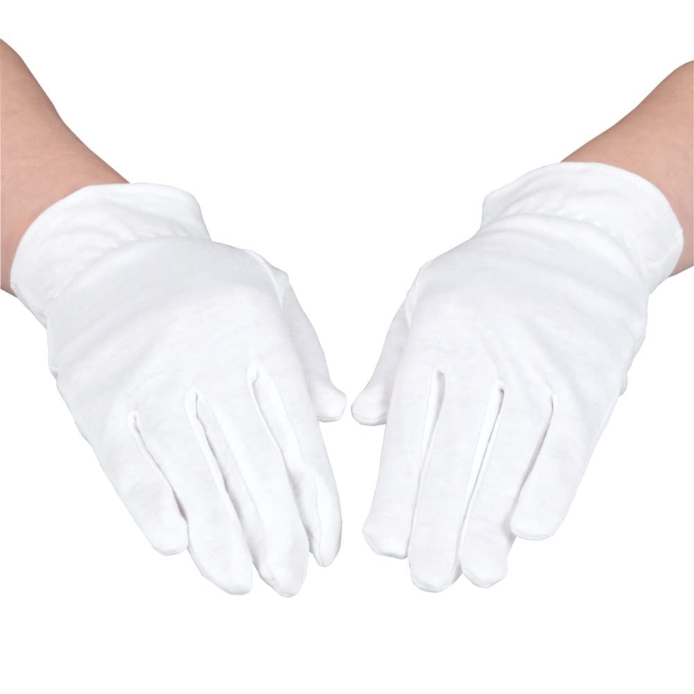 ForPro Professional Collection Premium Cotton Gloves, 7 Pairs White for Moisturizing Hands Overnight, Inspection Cloth Quality, Eczema Dry Sensitive Skin Spa Therapy, Elastic Wristband