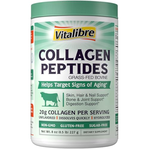 Bovine Collagen Peptides Powder for Women and Men, Grass-Fed Hydrolyzed Collagen Protein Type I & III, Skin, Hair, Nails, Bones, Joints & Digestion, Unflavored, Non-GMO, Keto & GF, 11 Servings, 8oz