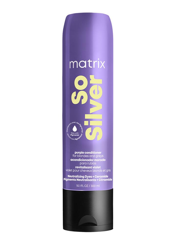 MATRIX So Silver Purple Conditioner | Removes Brassy Yellow Undertones | Color Depositing & Toning | Pigmented Conditioner For Blondes and Greys | For Color Treated Hair | Salon Conditioner | Vegan