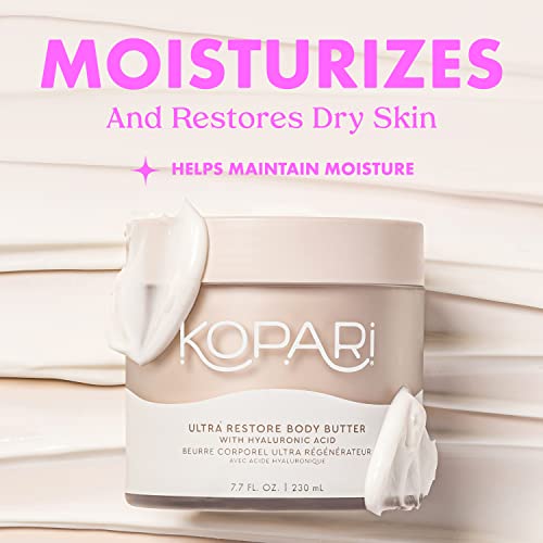Kopari Ultra Restore Body Butter, Whipped Lightweight Formula, Hyaluronic Acid & Mango Seed Butter, Deep & Long-Lasting Moisture, Coconut 7.7 oz
