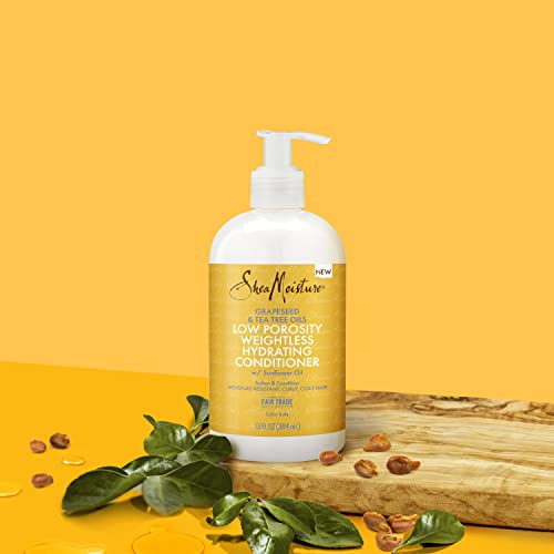SheaMoisture Low Porosity Weightless Hydrating Conditioner For Moisture Resistant, Curly, Coily Hair Lightweight Hair Conditioner 13 fl oz